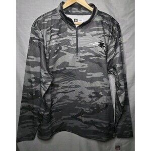 Zubaz New England Patriots NFL Team Men's Grey Tonal Camo 1/4 Zip Pullover Sz M